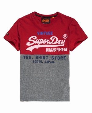 Superdry Ing Shop Tri Panel Férfi Pólók Piros | BQHEJ8429